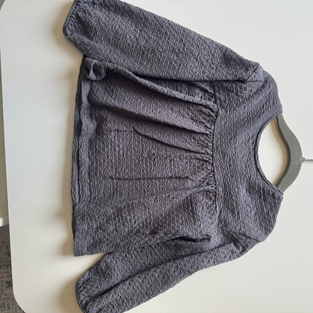 Gray Textured Pants with Drawstring - Picture 3 of 4